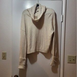 Chelsea28 Cowl Neck Pull Over Sweater in Beige White